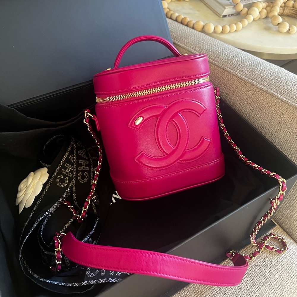 Chanel CC Mania Vanity Case Lambskin Hot Pink